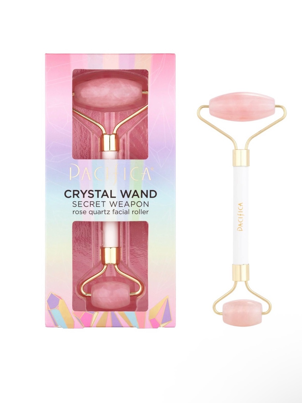 NWT Pacifica Crystal Wand Rose Quartz Facial Roller - Read Description